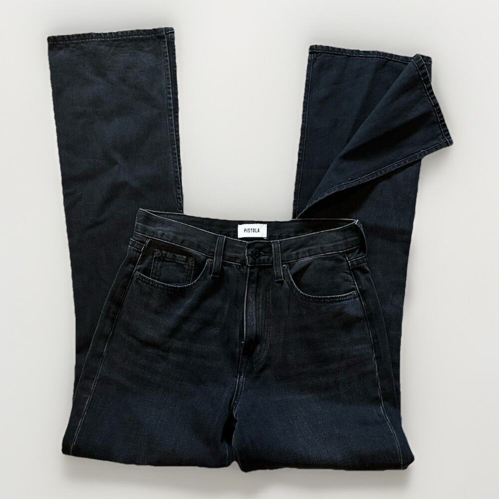 Pistola Black Teagan Straight Leg Jeans 27”x 32” High Rise Flare Split Hem